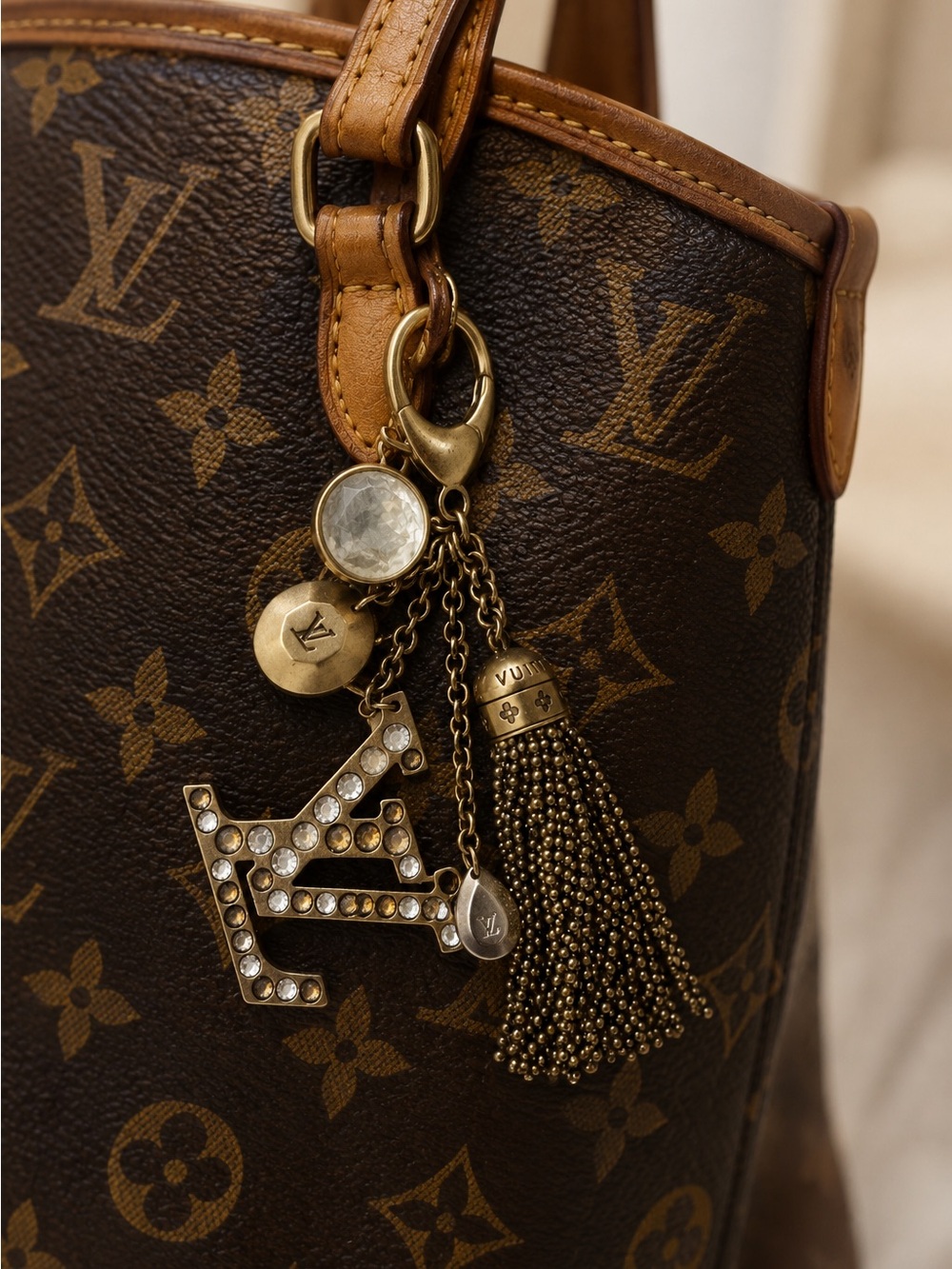 Louis Vuitton Crystal LV Bag Charm Key Holder